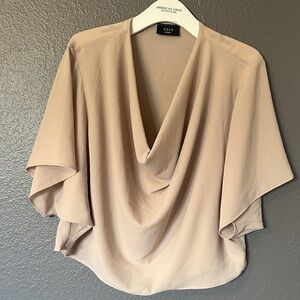 Vici Women's Elegant Beige Drape Blouse small EEUC